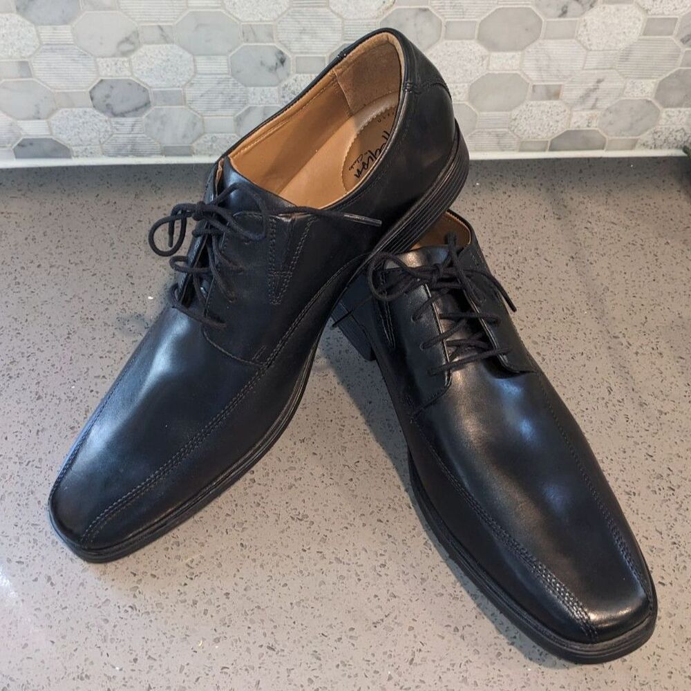 Clarks Collection Mens Black Leather Business Oxford Shoes Size 15